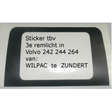 Sticker 3e remlicht Volvo 142 144 164 240 242 244 264